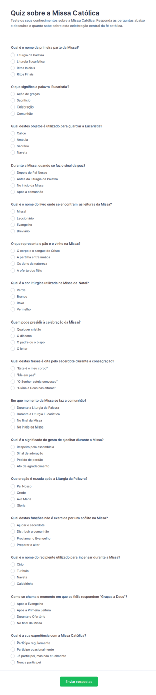 Quiz De Missa Católica