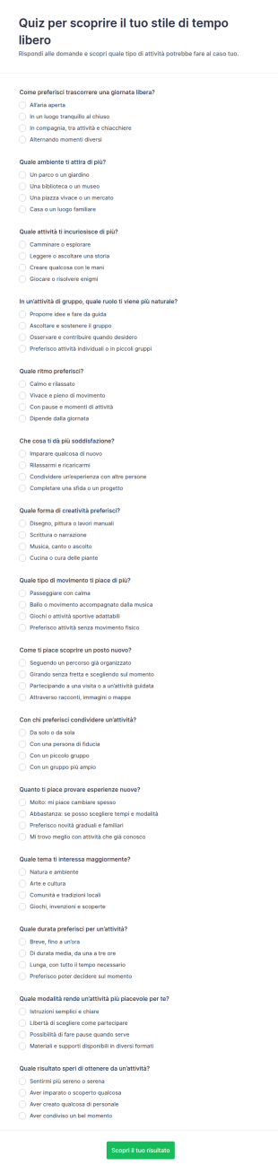 Quiz Dei Risultati Personalizzati