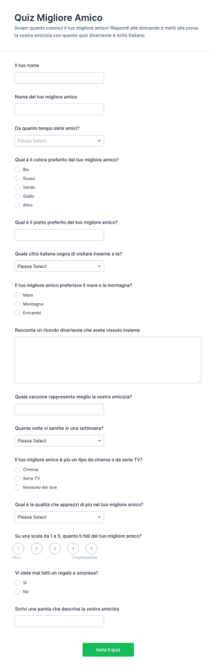 Quiz Del Miglior Amico