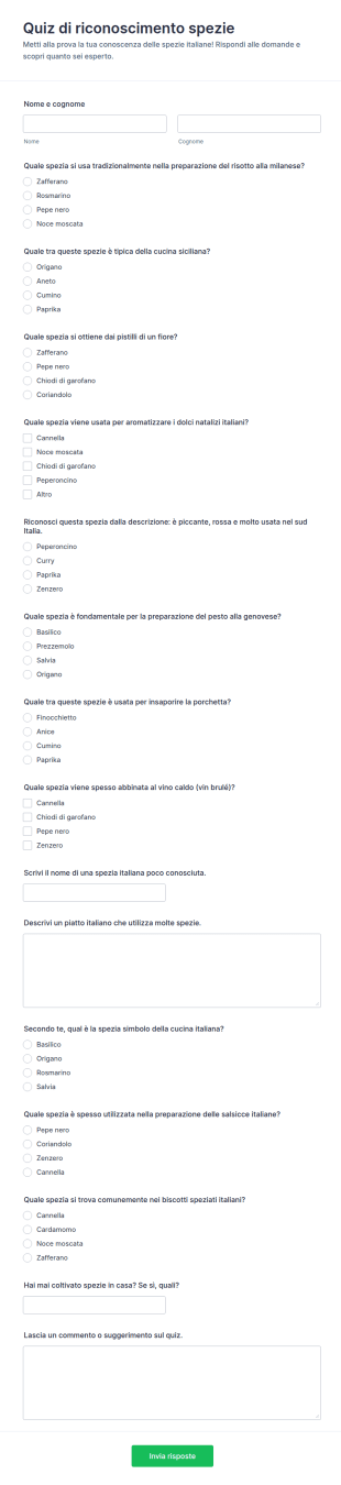 Quiz Delle Spezie