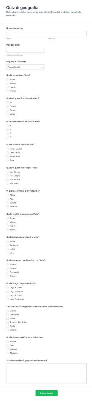 Quiz Di Geografia