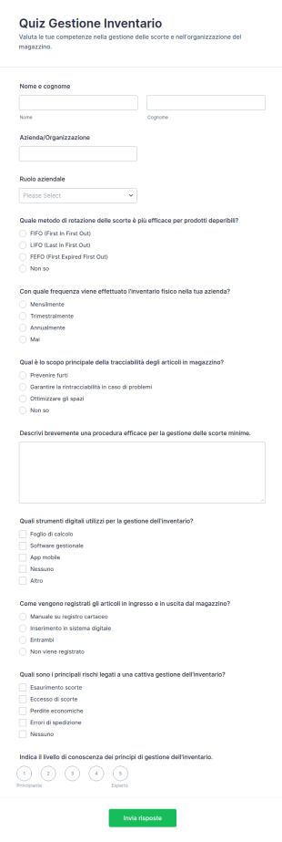 Quiz Di Gestione Dell'Inventario
