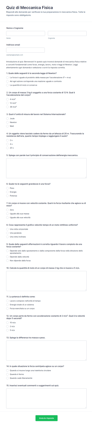 Quiz Di Meccanica Dei Fluidi