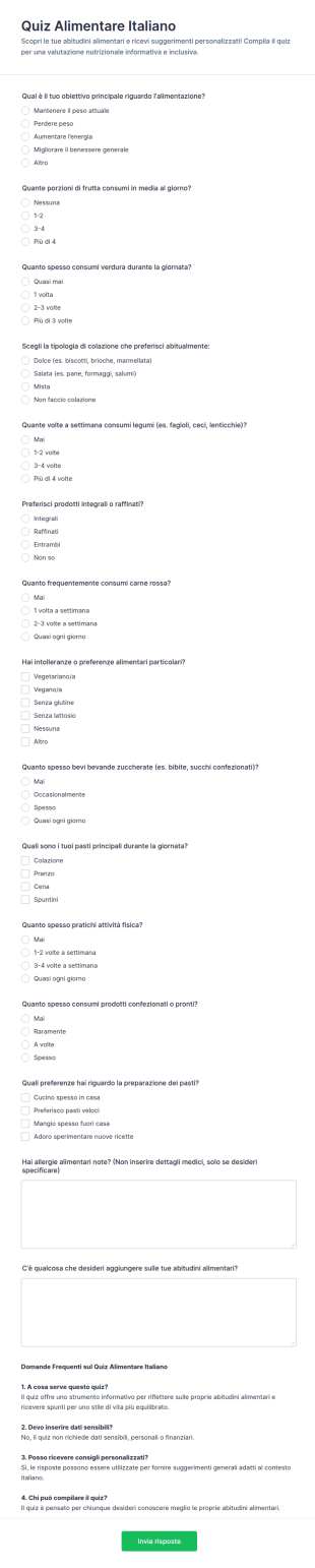 Quiz Di Nutrizione