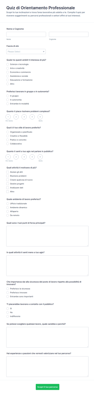 Quiz Di Valutazione Attitudinale Professionale