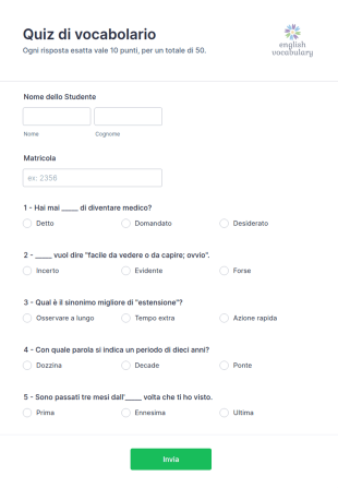 Quiz Di Vocabolario