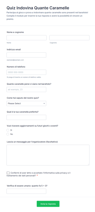 Quiz Indovina Quante Caramelle