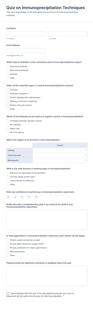 Quiz On Immunoprecipitation Techniques Form Template