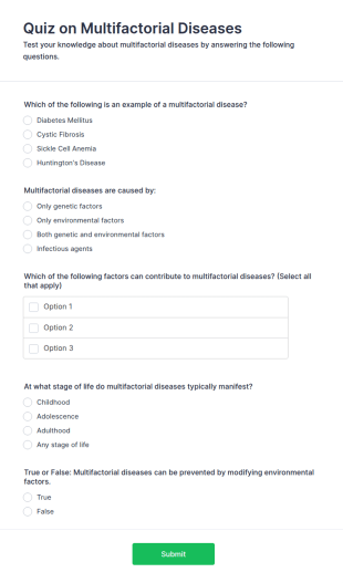 Quiz On Multifactorial Diseases Form Template