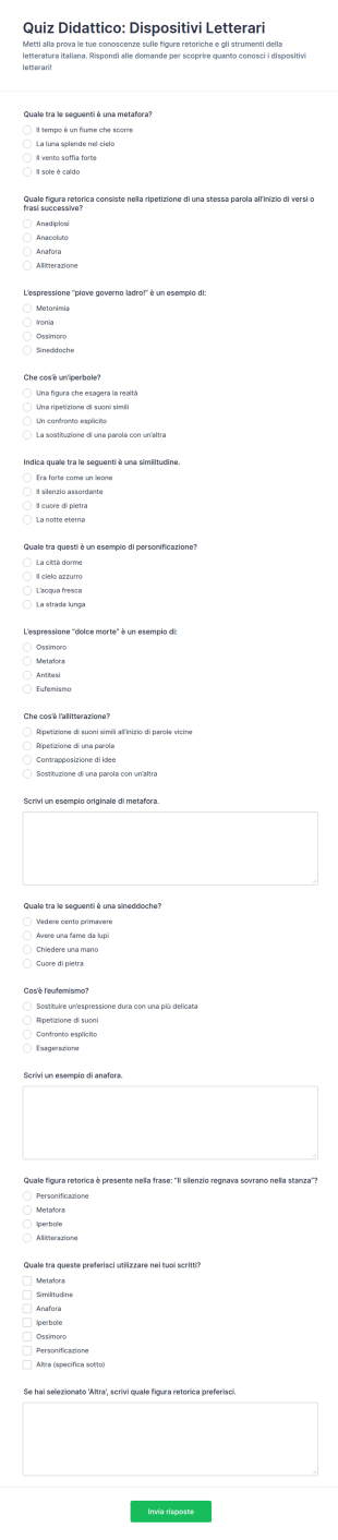 Quiz Sui Dispositivi Letterari