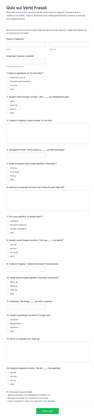 Quiz Sui Verbi Frasali