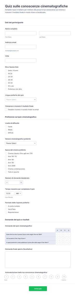 Quiz Sulla Conoscenza Del Cinema