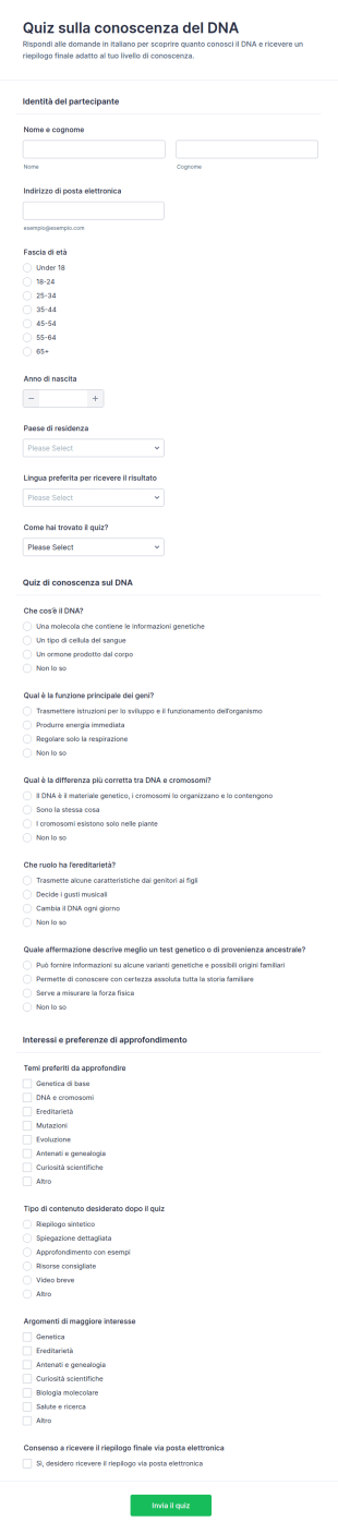 Quiz Sulla Conoscenza Del DNA