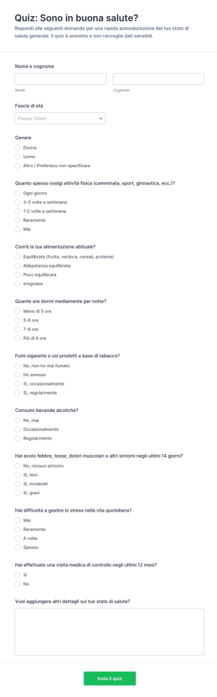 Quiz Sulla Salute