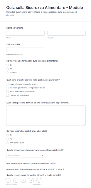 Quiz Sulla Sicurezza Alimentare Modulo