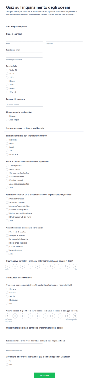 Quiz Sull’inquinamento Oceanico