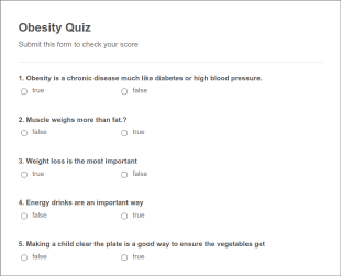 Obesity Quiz Form Template