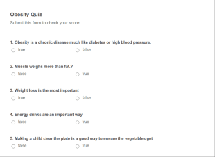 Obesity Quiz Form Template