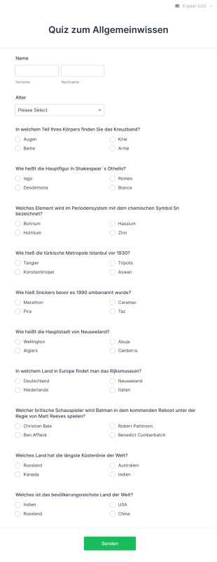 Quiz Zum Allgemeinwissen