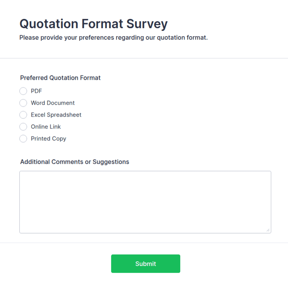 Quotation Format Survey Form Template | Jotform