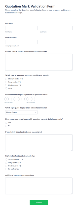 Quotation Mark Validation Form Template