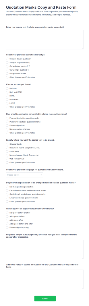 Quotation Marks Copy And Paste Form Template