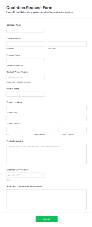 Quotation Request Form (Construction Supplier)