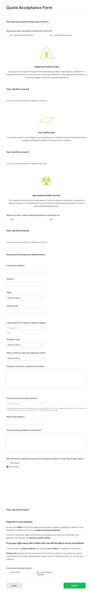 Quote Acceptance Form Template