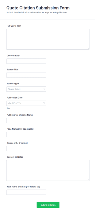 Quote Citation Submission Form Template