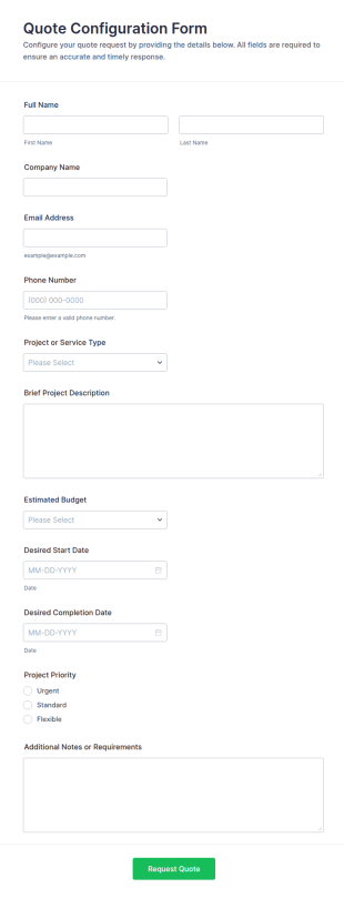 Quote Configuration Form Template