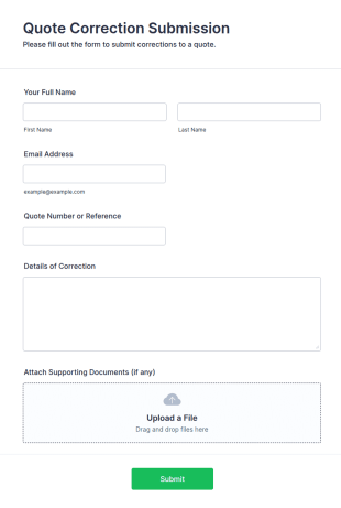 Quote Correction Submission Form Template