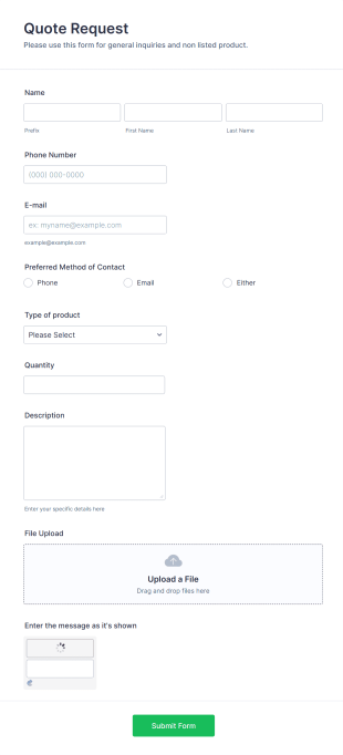 Simple Quote Request Form Template