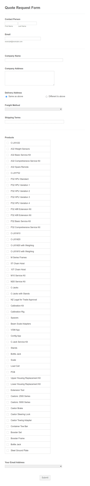Quote Request Form Template