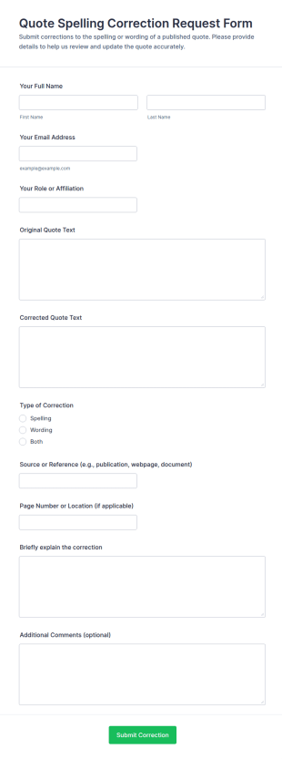 Quote Spelling Correction Request Form Template