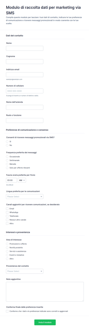 Raccolta Dati Per Marketing SMS
