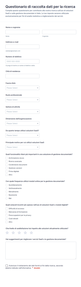Raccolta Dati Ricerca Survey