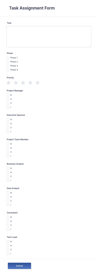 RACI Task Assignment Form Template