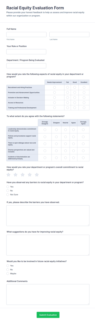 Racial Equity Evaluation Form Template