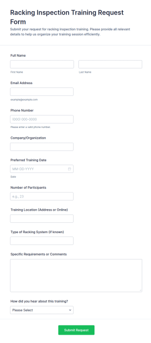 Racking Inspection Training Request Form Template