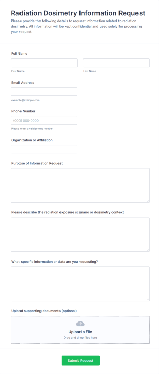 Radiation Dosimetry Information Request Form Template