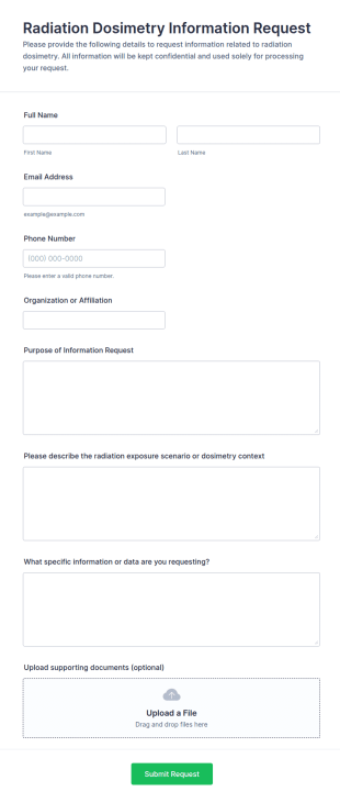 Radiation Dosimetry Information Request Form Template
