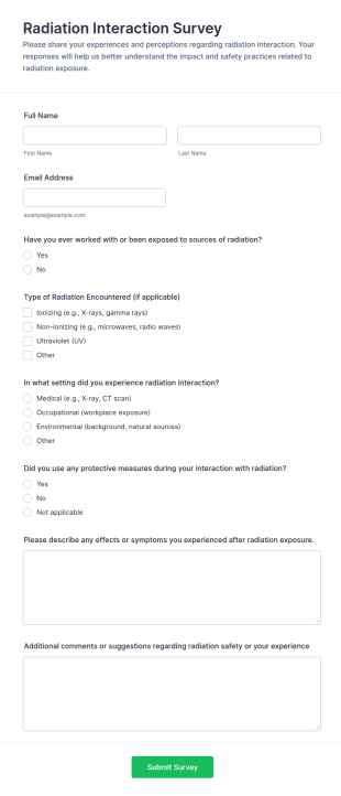 Radiation Interaction Survey Form Template