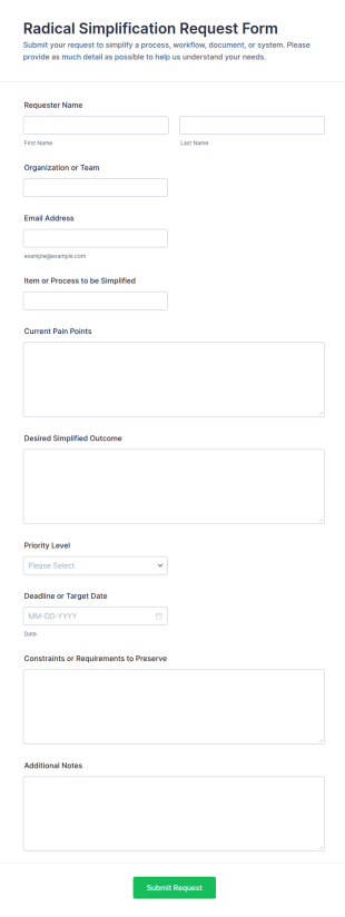 Radical Simplification Request Form Template