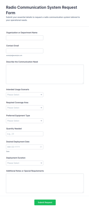 Radio Communication System Request Form Template