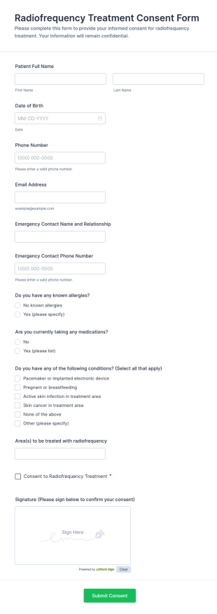 Radiofrequency Treatment Consent Form Template