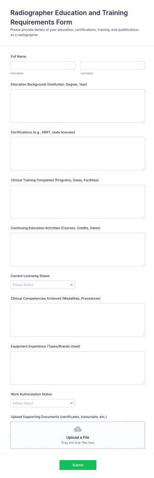 Radiographer Education And Training Requirements Form Template