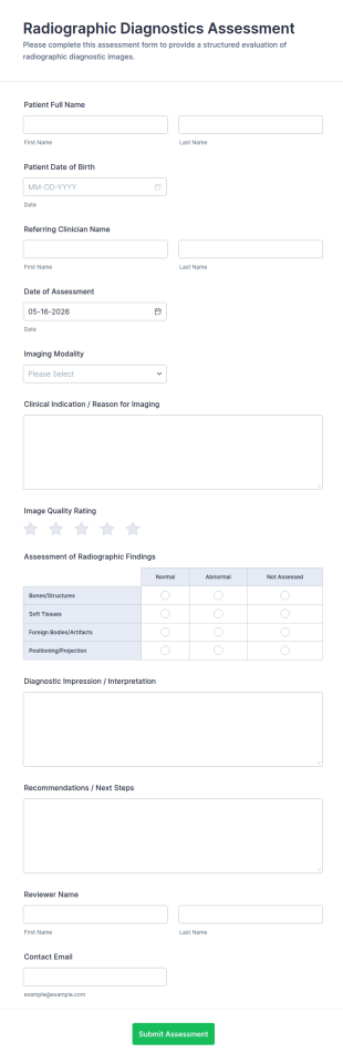 Radiographic Diagnostics Assessment Form Template