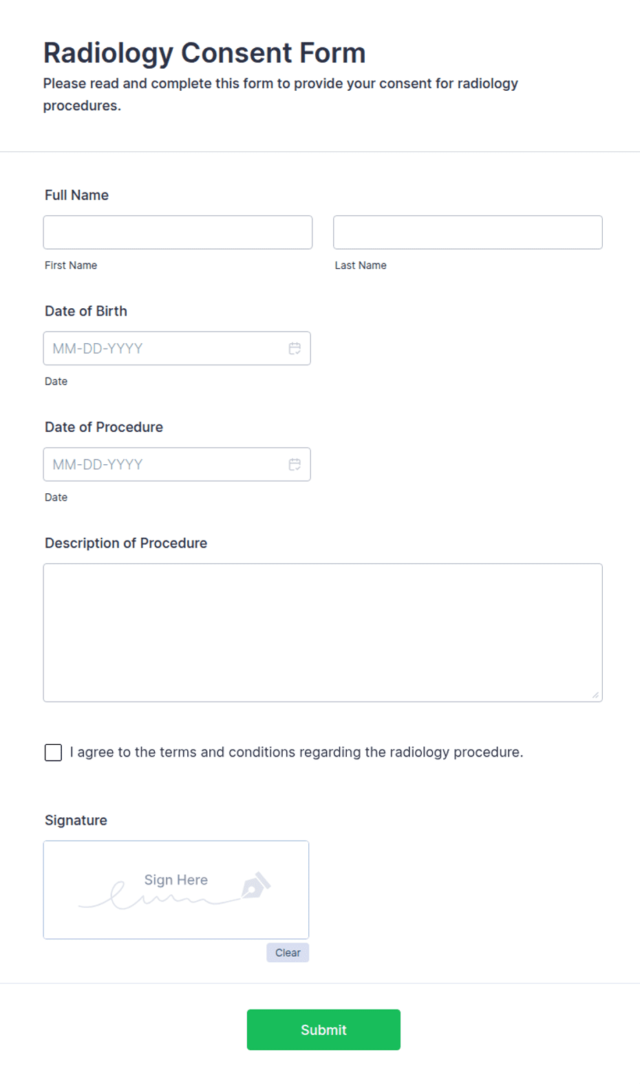 Radiology Consent Form Template | Jotform