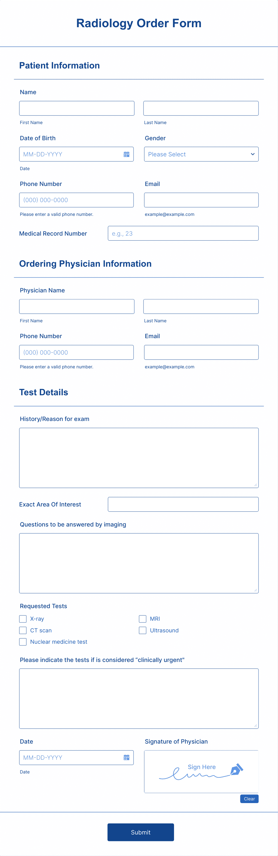 Radiology Order Form Template Jotform Radiology Order Form Template Jotform