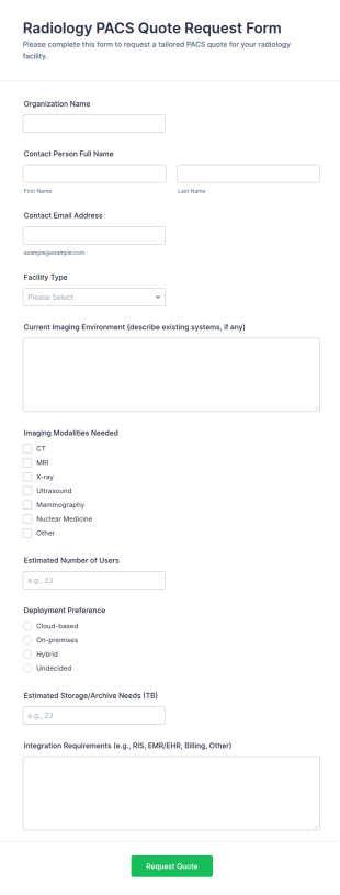 Radiology PACS Quote Request Form Template